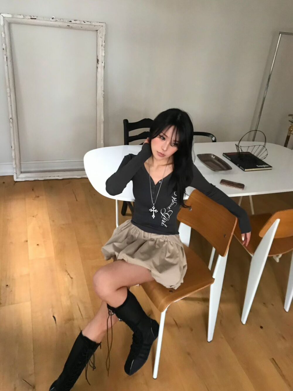 個性羅紋排扣長袖