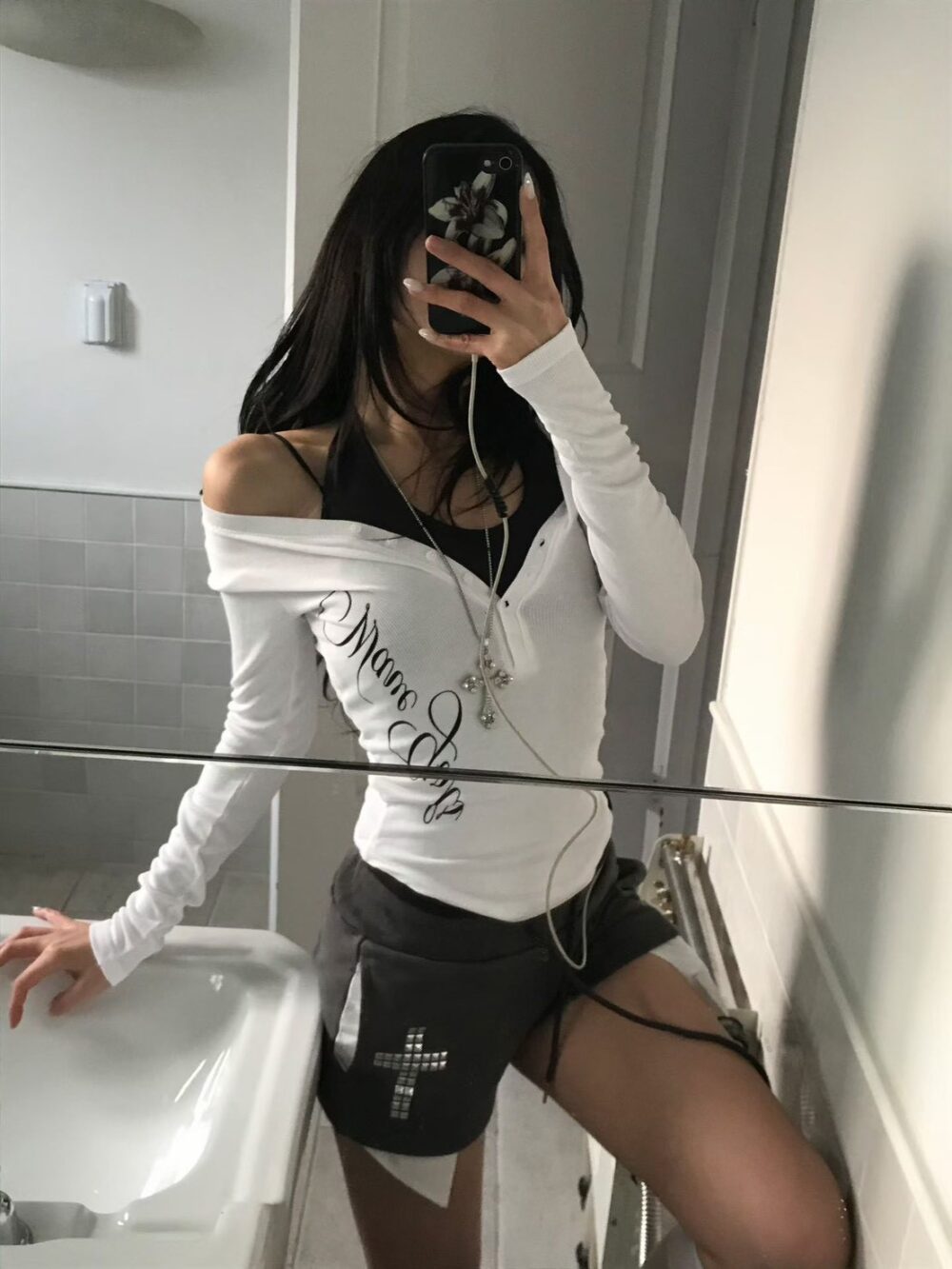 個性羅紋排扣長袖