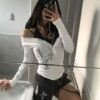 個性羅紋排扣長袖