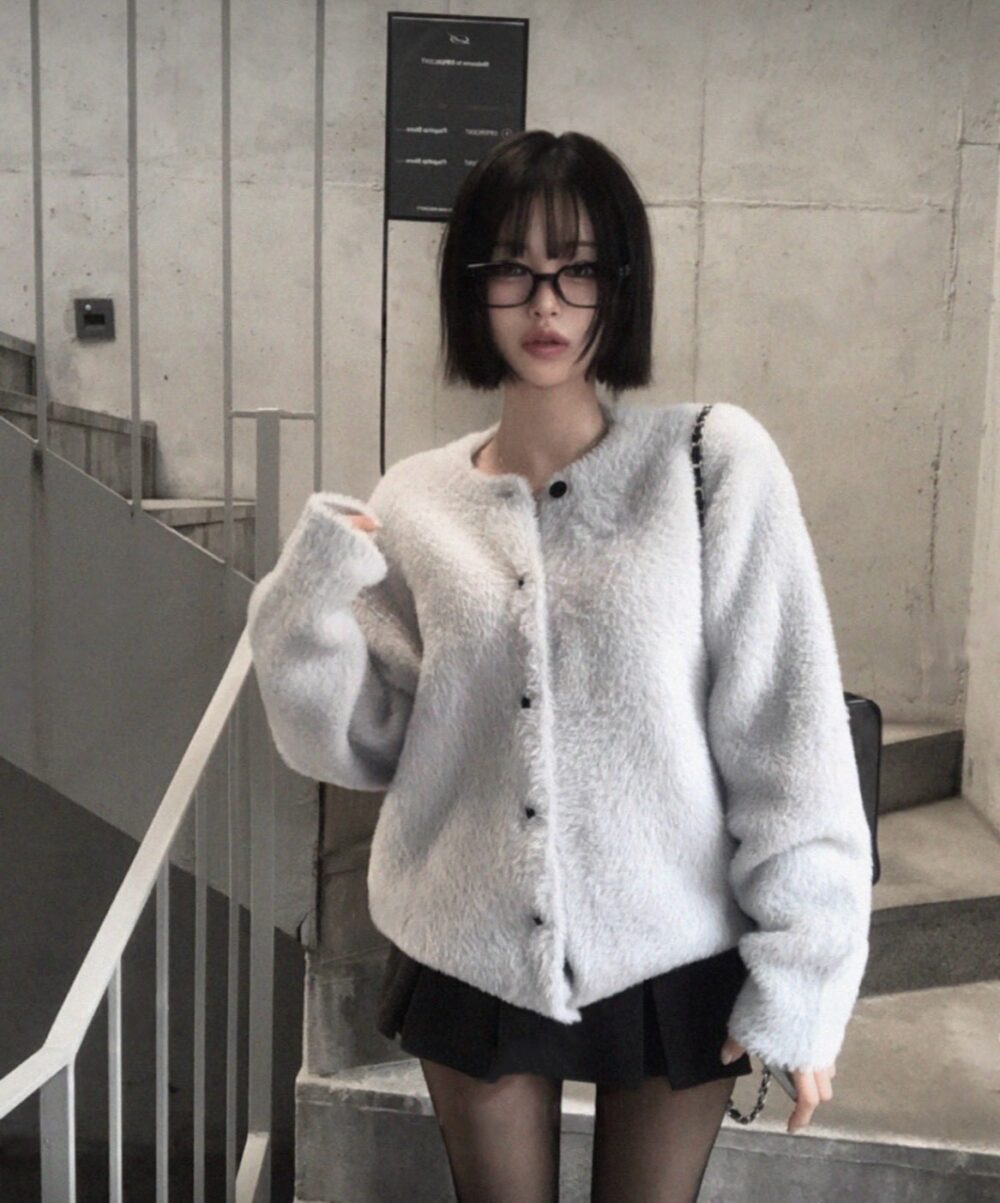 水貂圓領開襟外套